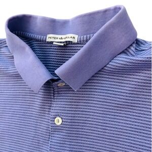 Peter Millar Mens XL Purple Micro Stripe Cotton Short Sleeve Polo Shirt Golf